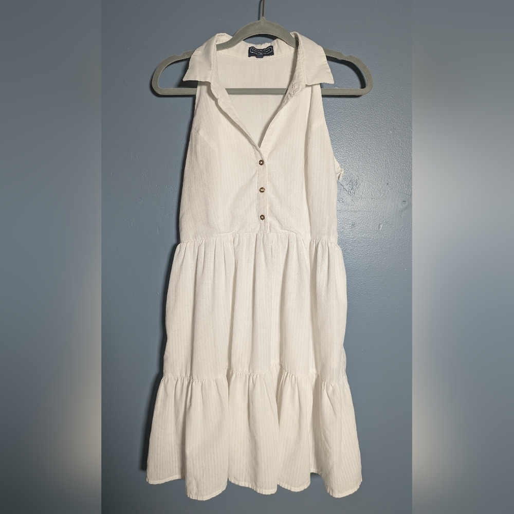 Duffield Lane White Sleeveless Collared Midi Dress size M